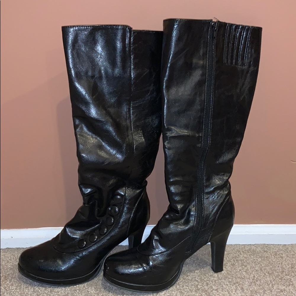 Black below the knee boots